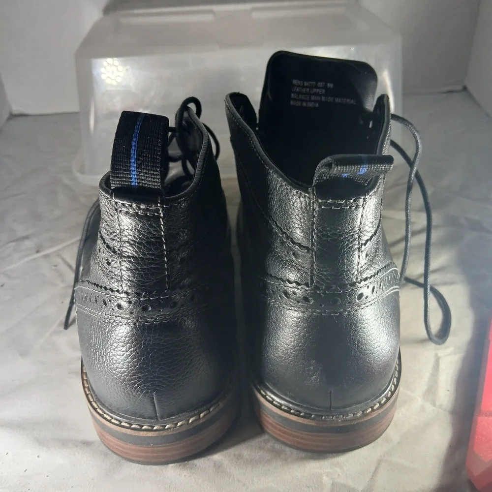 Nunn Bush‎ Mens Black Leather Chukka Boots Memory Foam Wingtip Brogue 9M